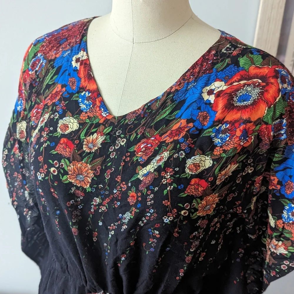 5 In A Bumdle- Floral black coverup/summer dress M